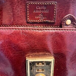 Vintage Carlo Amboldi Italian Leather Briefcase / Messenger Bag – Cognac